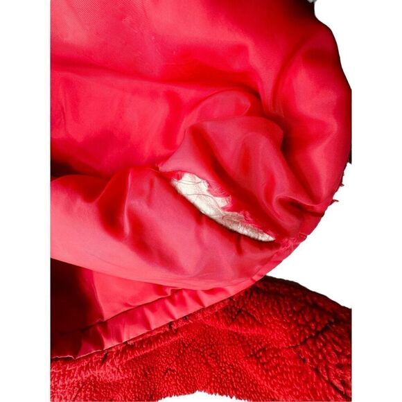 VTG LL Bean Quilted Sherpa Coat Red True Vintage Made in USA Size Medium - Picture 12 of 12